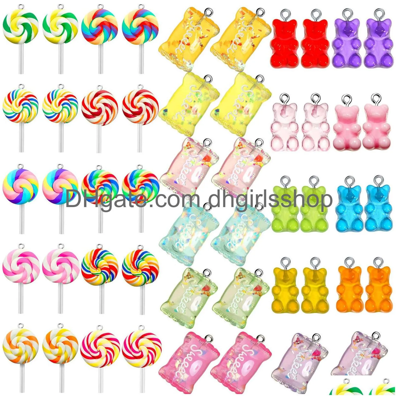 pendant necklaces sweet candy colorf shape charms gummy bear pendants lollipop polymer clay for earrings necklace bracelet diy jewelr