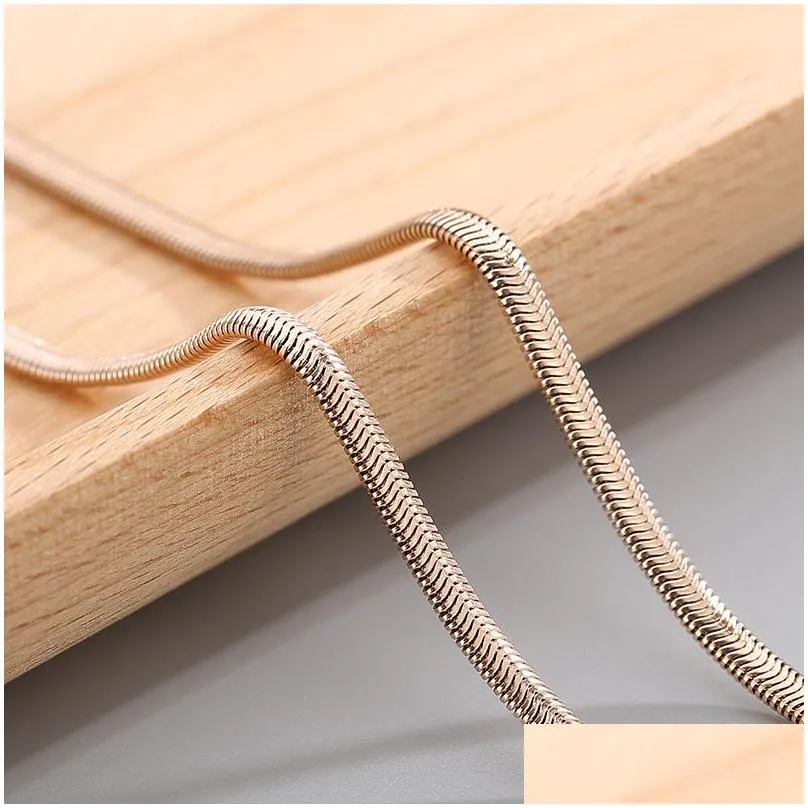 flat snake chain necklace - stainless steel uni wholesale jewelry accessories