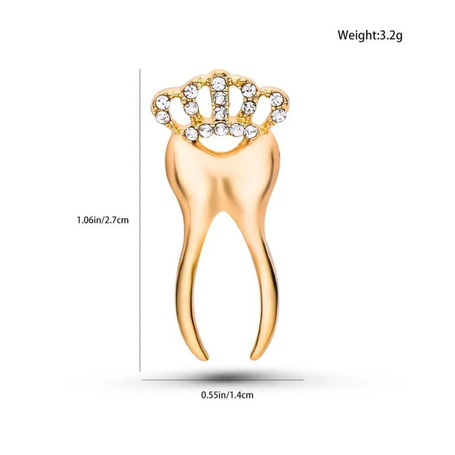 luxury crown teeth crystal brooch classic dentist dental lapel jewelry gift for doctors nurses medical tooth pins