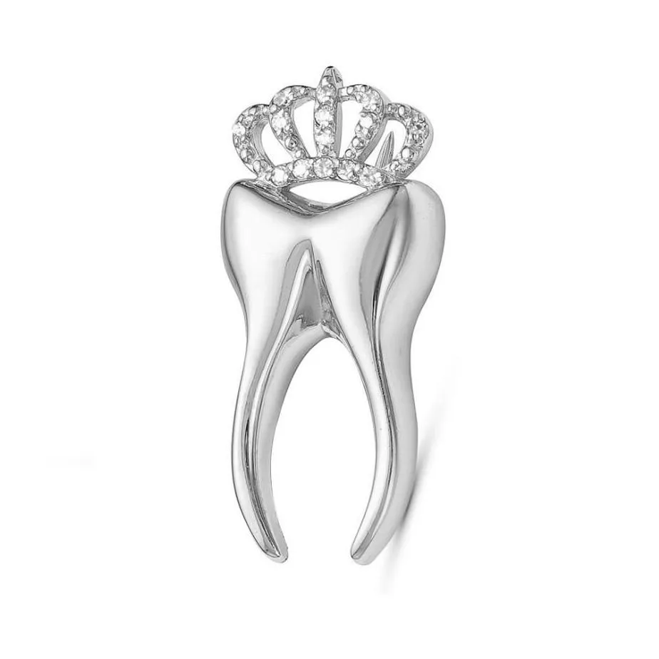 luxury crown teeth crystal brooch classic dentist dental lapel jewelry gift for doctors nurses medical tooth pins