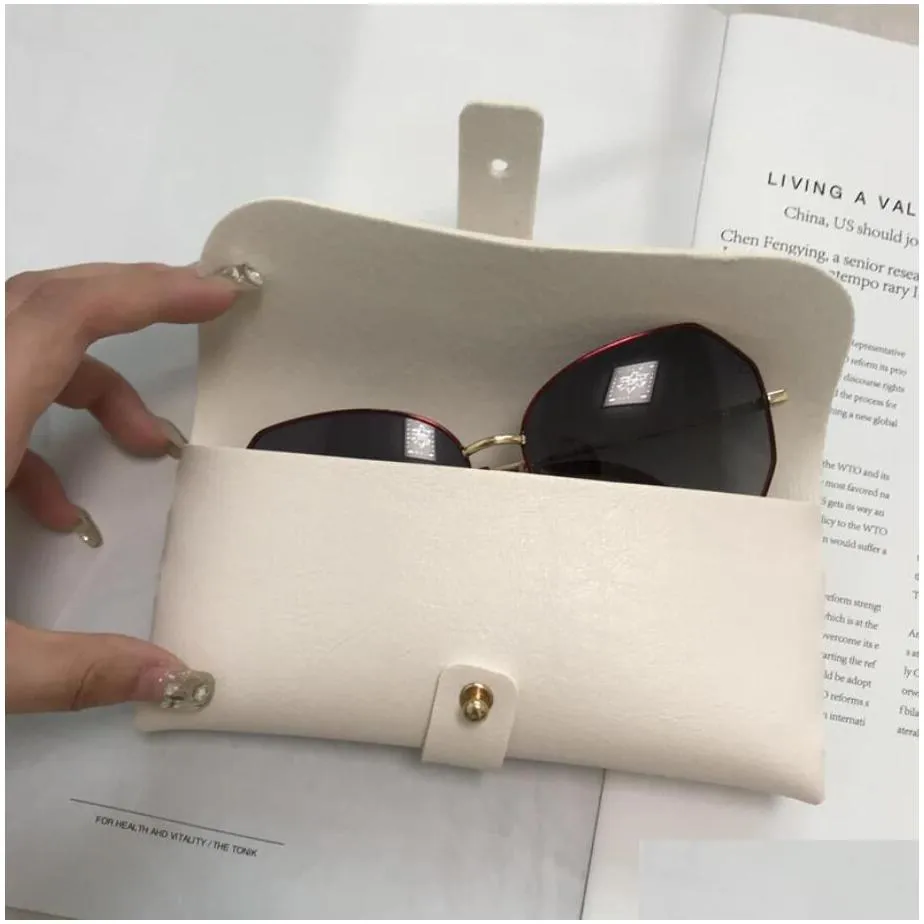 durable leather eye glasses sunglasses hard case protector box portable solid color pressure resistant sunglasses case