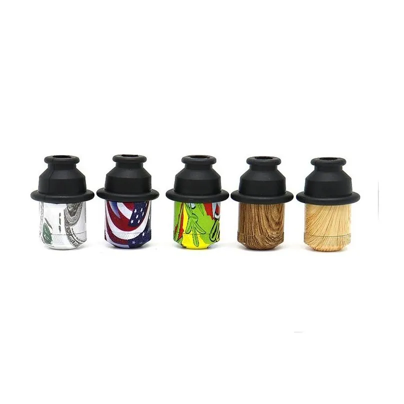 wood grain cartoon nipple snuff pipe sniff dispenser aluminium alloy sneak toke 53mm height aluminum metal nasal endurable for tobacco cigarette smoking