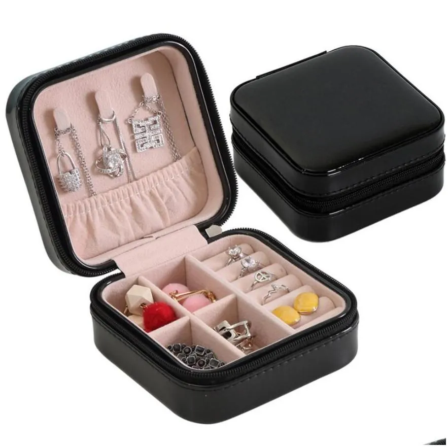 mini jewelry display case ring box cabinet armoire portable organizer case travel storage jewelry boxes 4 colors