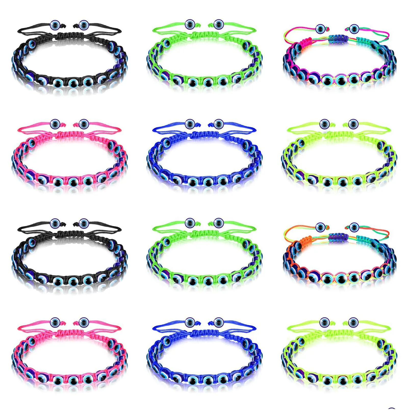 link chain evil eye bracelets adjustable mexican lucky beaded bracelet handmade mal de ojo braided rope protection amet for women men