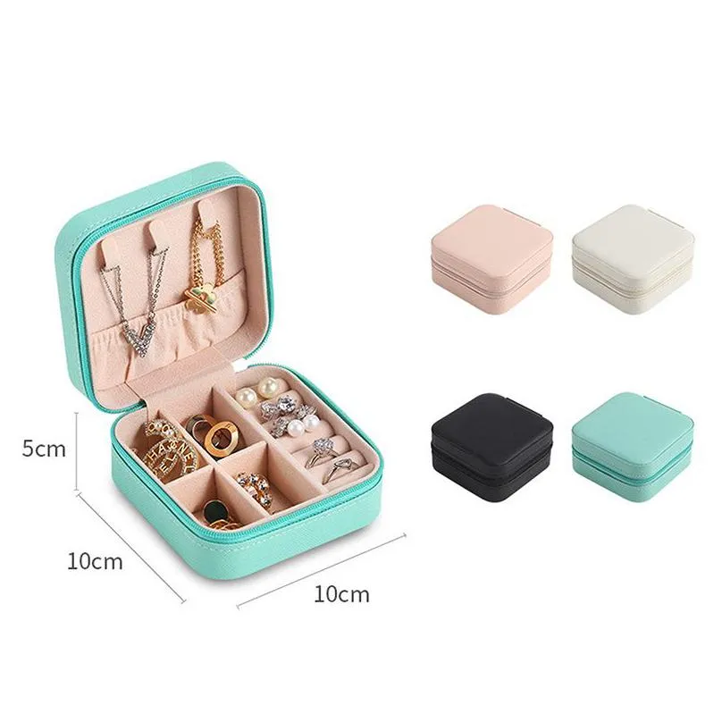 jewelry boxes mini box organizer display travel zipper case pu leather portable earrings necklace ring packaging amp drop delivery 20
