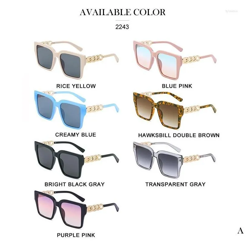 sunglasses chain leg multiple colour vintage titanium stylish women funky square sun glasses with uv protection gradient pc lens