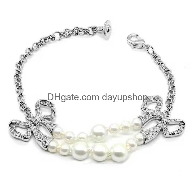 western empress dowager vivienne double-layer pearl diamond bowknot vivian saturn bracelet ins advanced sense