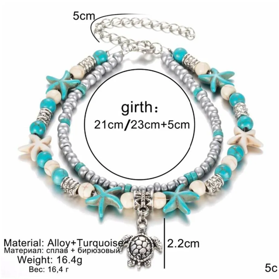 fashion shell beads starfish anklets for women beach anklet leg bracelet handmade bohemian foot chain boho jewelry sandals gift