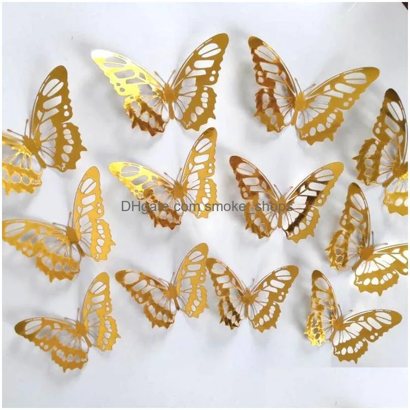 creative 3d butterfly wall stickers textured hollow living room bedroom butterfly decoration simulation butterfly beauty wall sticker
