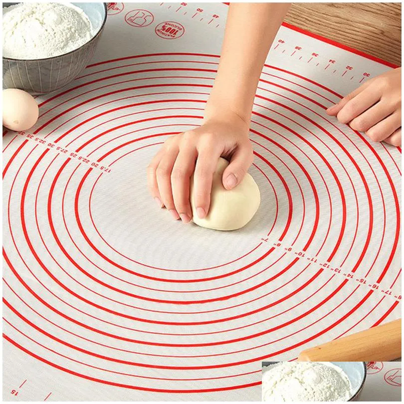 large size silicone pastry boards kneading pad non-stick surface rolling dough mat with scale kitchen cooking pastry sheet oven liner