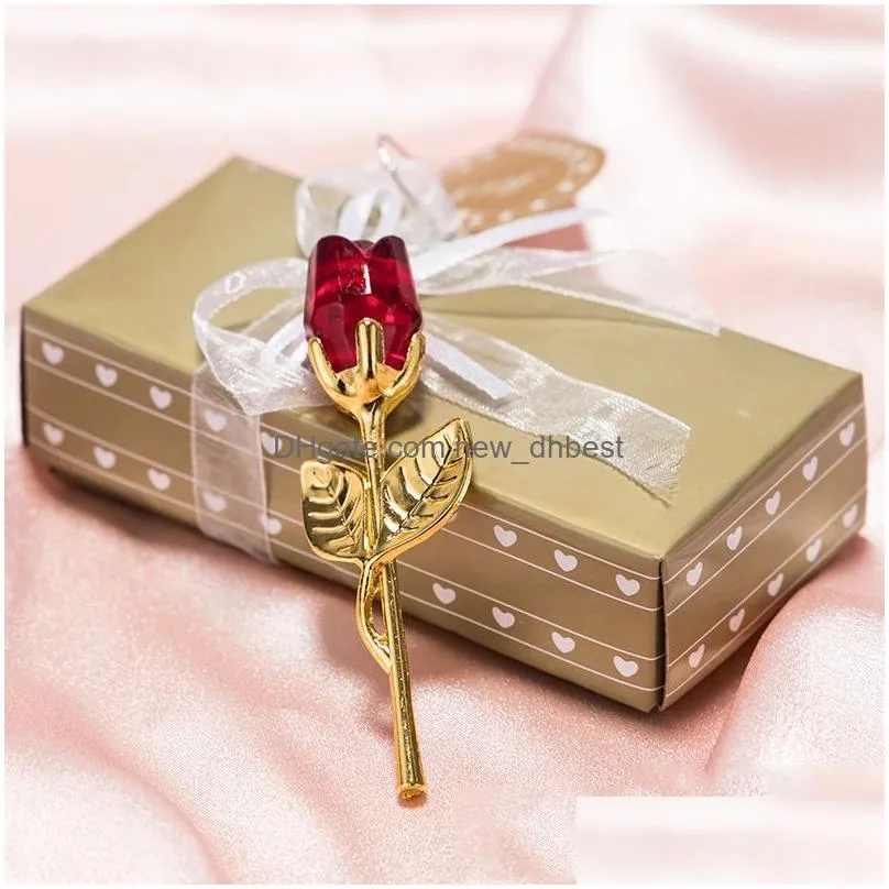 romantic wedding valentines day gifts multicolor crystal rose favors colorful box party favors creative souvenir ornaments vtky2188