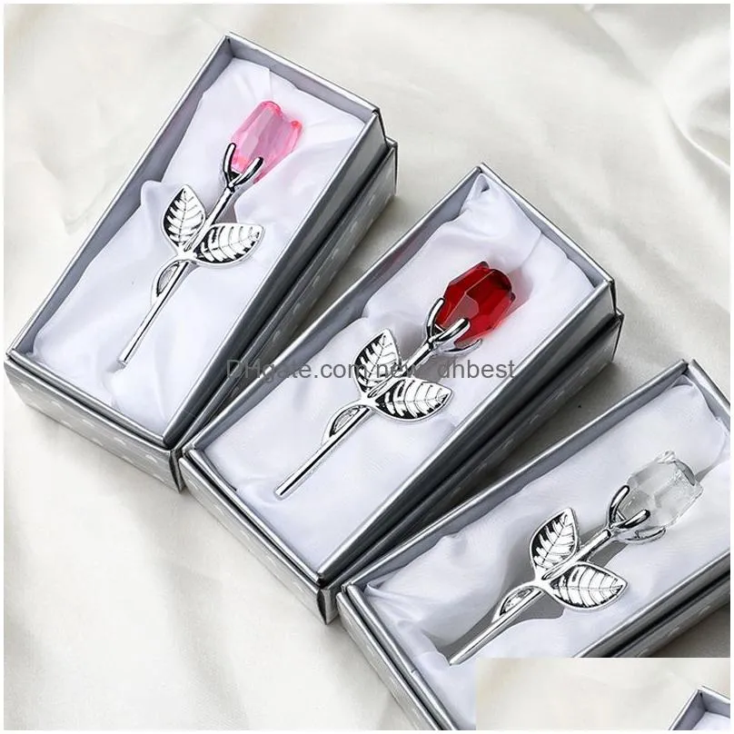romantic wedding valentines day gifts multicolor crystal rose favors colorful box party favors creative souvenir ornaments vtky2188