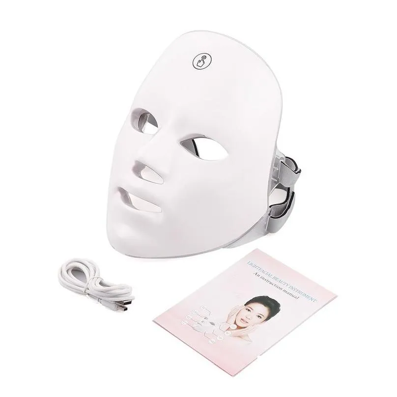 face care devices usb charge 7colors led mask pon therapy skin rejuvenation anti acne wrinkle removal skin care mask skin brightening