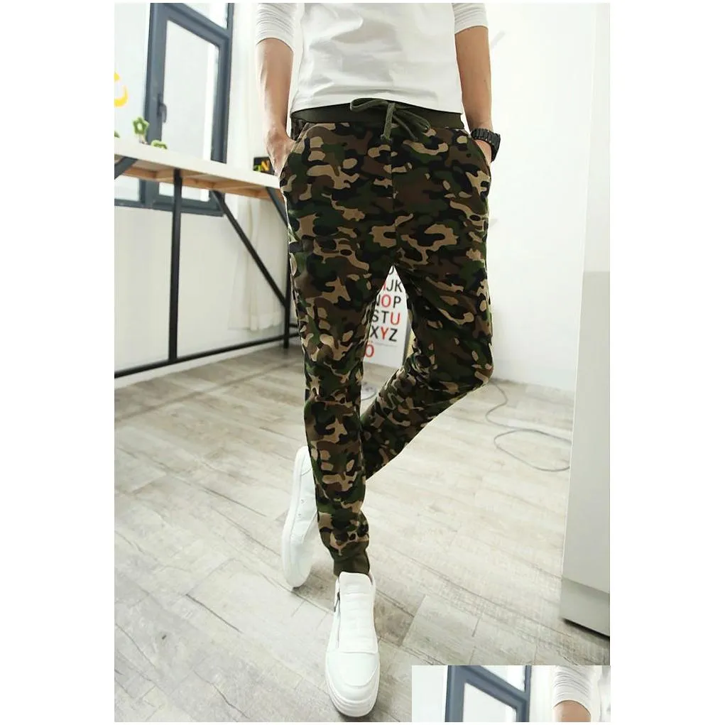 camo baggy joggers mens long harem pants fashion slim fit camouflage jogging pants men harem sweatpants cargo pants for casual wear