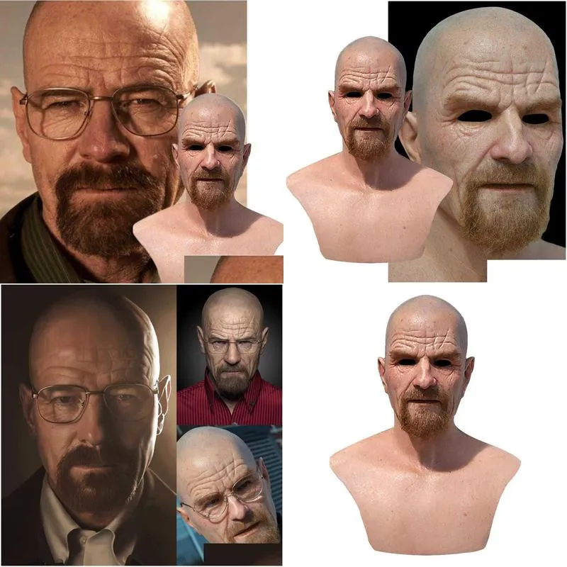  movie celebrity latex mask breaking bad professor mr. white realistic costume halloween cosplay props x0803