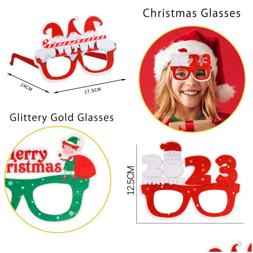 2023 years p o props happy christmas party felt cloth glasses frame for adults children
