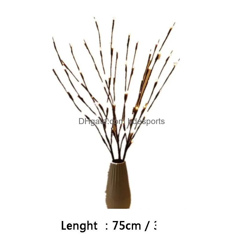 christmas tree decoration willow branch 20 bulbs flashing led light string tall vase willow twig lamp home garden party decor dbc