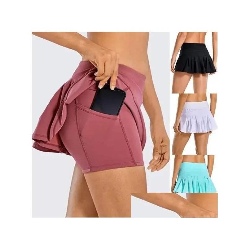 woman tennis skirts pleat yoga skirt gym clothes womens athletic running sport l07 fitness golf shorts pants mini workout ruffly solid elast