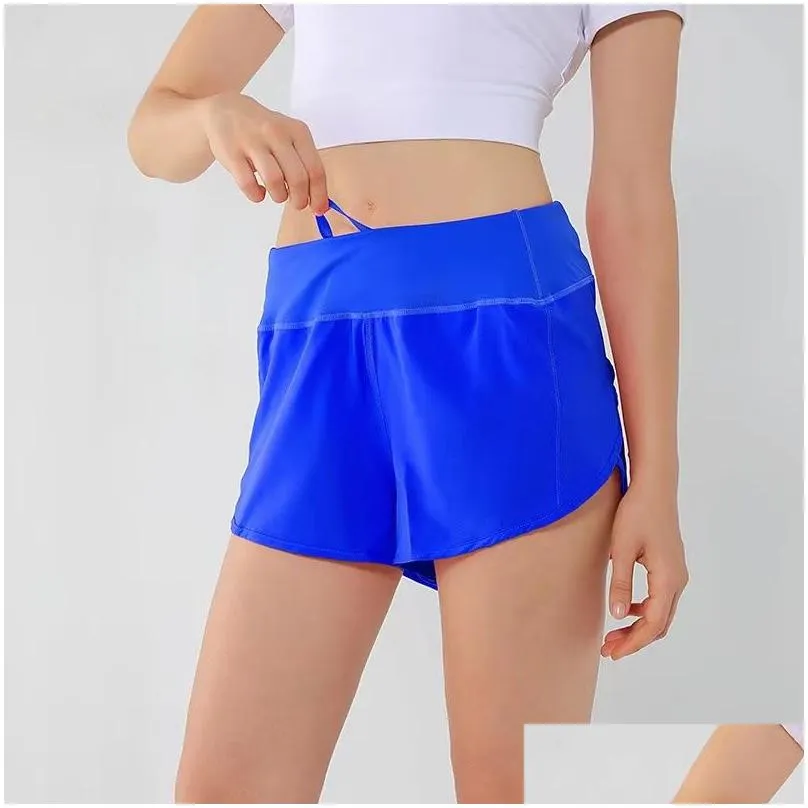 lu speed up womens yoga shorts logo high waist gym fitness training tights sport short pants fashion quick-drying solid trousers