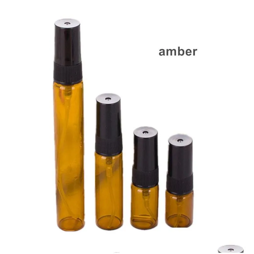5pcs/pack 2ml 3ml 5ml 10ml clear mini perfume glass bottle empty cosmetics bottle sample test tube thin glass vials amber