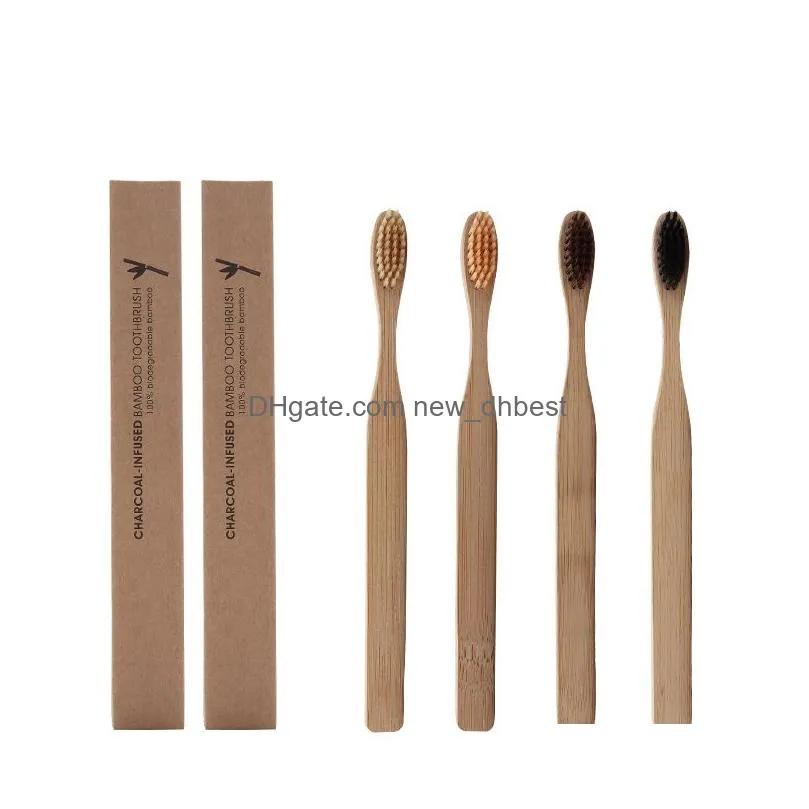 simple bamboo charcoal toothbrush eco- friendly soft-bristle tooth brush portable oral hygiene cleaning teeth whitening tools vt1601