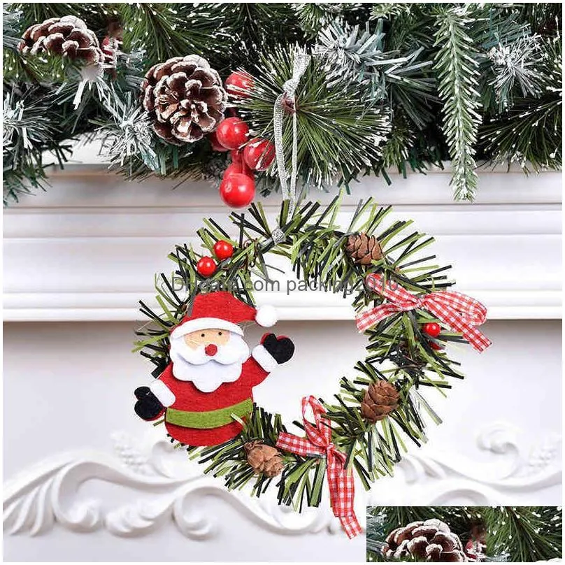 pine cone red fruit wreath flowers christmas holiday party decoration white flocking pendant frost ornaments xmas tree decor vtmtl0248