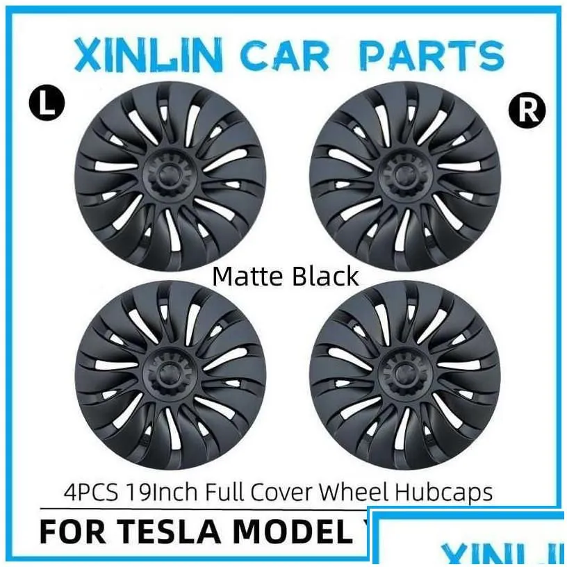 other interior accessories 4pcs 19inch hub cap for tesla model y 2023 wheel hubcapperformance replacement right left hubcap fl rim e