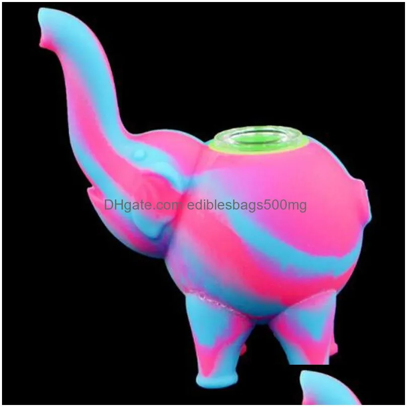 elephant-shape colorful pipes creative camouflage detachable sealing smoking pipe silicone cigarette accessories pipes vt1970