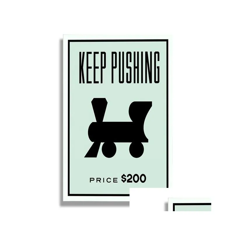 monopoly millionaire money canvas decorative painting motivational quote art poster cartoon figure mural home wall decor picture woo