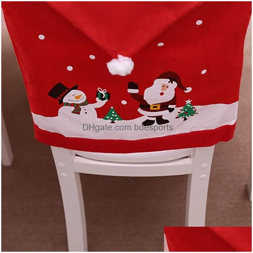 new 30pcs christmas chair back cover decoration chairs hat decorations for home dinner table xmas chair covers dh0139