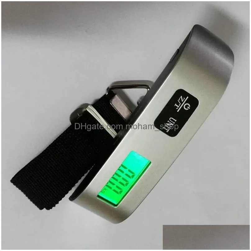 digital electronic luggage scales portable 50kg/110lb suitcase scale handled travel bag weighting lcd display hanging scale vt1745