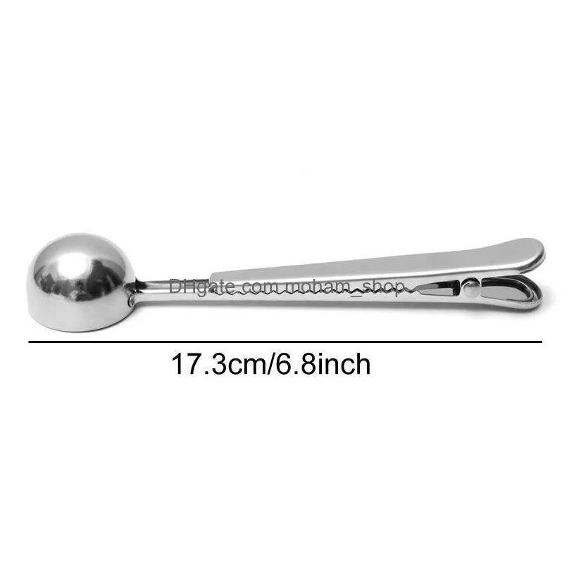 stainless steel coffee measuring scoop with bag clip sealing multifunction baking measuring spoon seasoning milk ice cream scoop dh1288