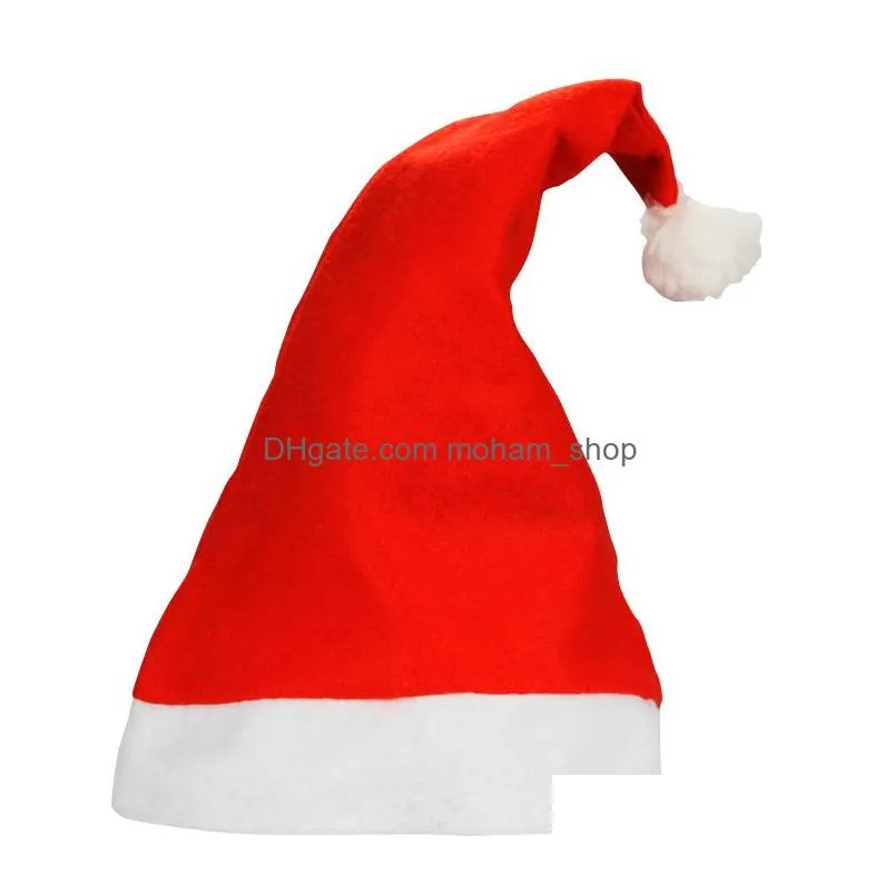 red santa claus hat ultra soft plush christmas cosplay hats christmas decoration adults christmas party hats dh0327