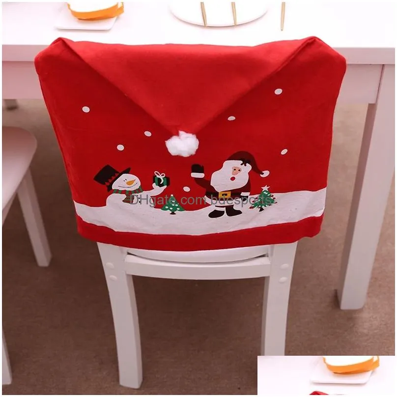 new 30pcs christmas chair back cover decoration chairs hat decorations for home dinner table xmas chair covers dh0139