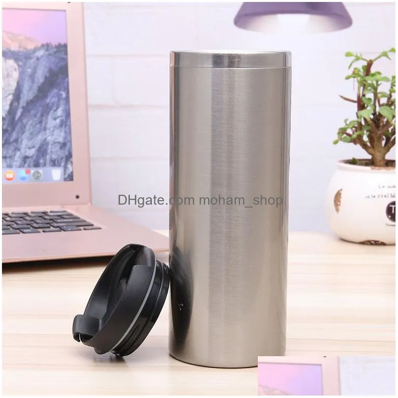 14oz blank sublimation straight tumblers heat tansfer coffee mugs double wall stainless steel vacuum flack beer mugs vt1775
