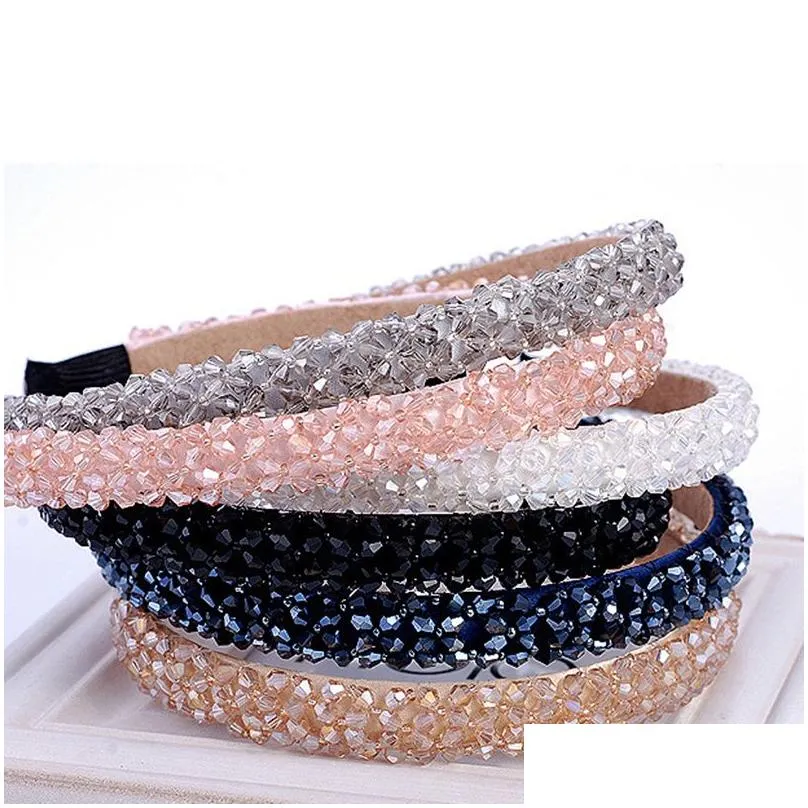 new multicolor crystal glass headband fashion handmade hair band for women girls hair accessories hairband jewelry