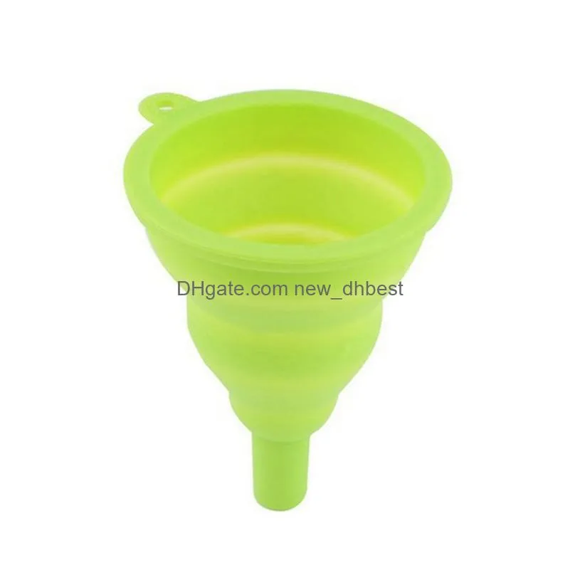 flexible hygienic silicone folding funnel folding telescopic collapsible long neck funnel portable liquid filling kitchen tools