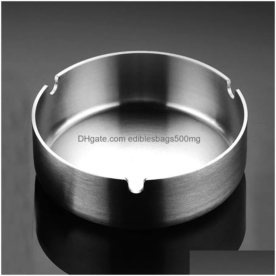 customizable internet cafes bar round thicken ashtrays promotion 12x3.5cm stainless steel el restaurant durable ashtray dh0596-2