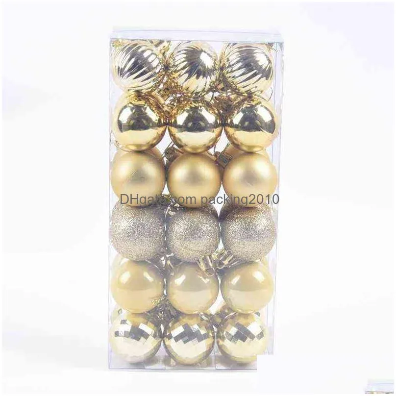 36pcs/box plastic gold pink champagne red ball home christmas tree ornaments balls xmas decorations hanging trees pendants gift