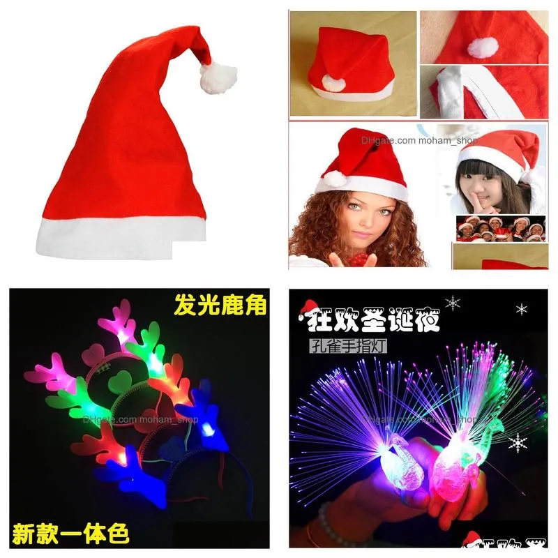 red santa claus hat ultra soft plush christmas cosplay hats christmas decoration adults christmas party hats dh0327