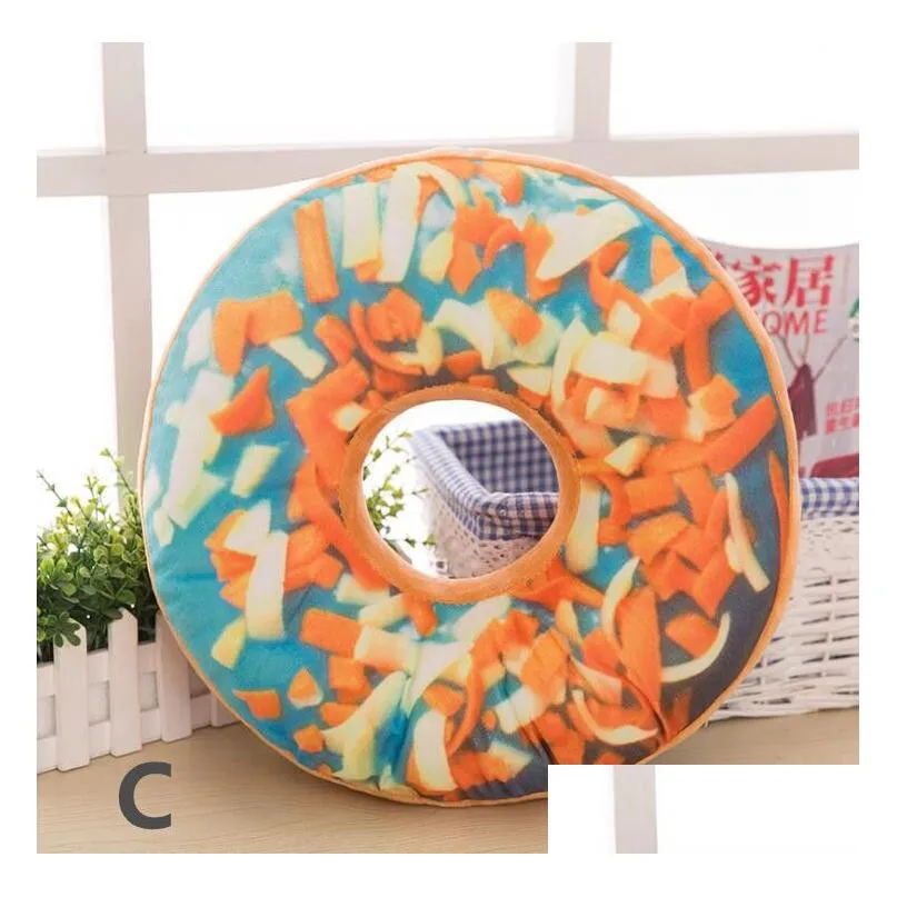 1pc 3d donut plush cushion round cake pillow sofa seat cushion kids toy home decor wedding cushion christmas birthday gift 40cm 201026