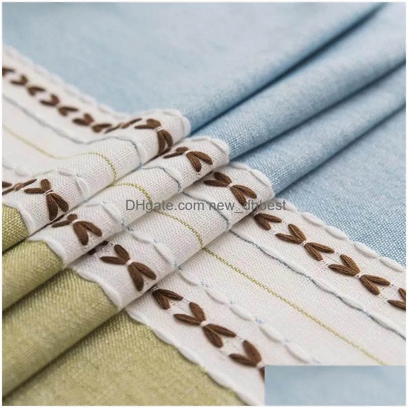 home decoration table cloth cotton linen tassel tablecloth stripe print rectangular tablecloth modern dining table cover for party