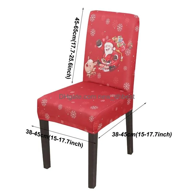 christmas chair cover polyester caroon elk printed seat covers washable elastic chair covers home hotel banquet party decor vt1836