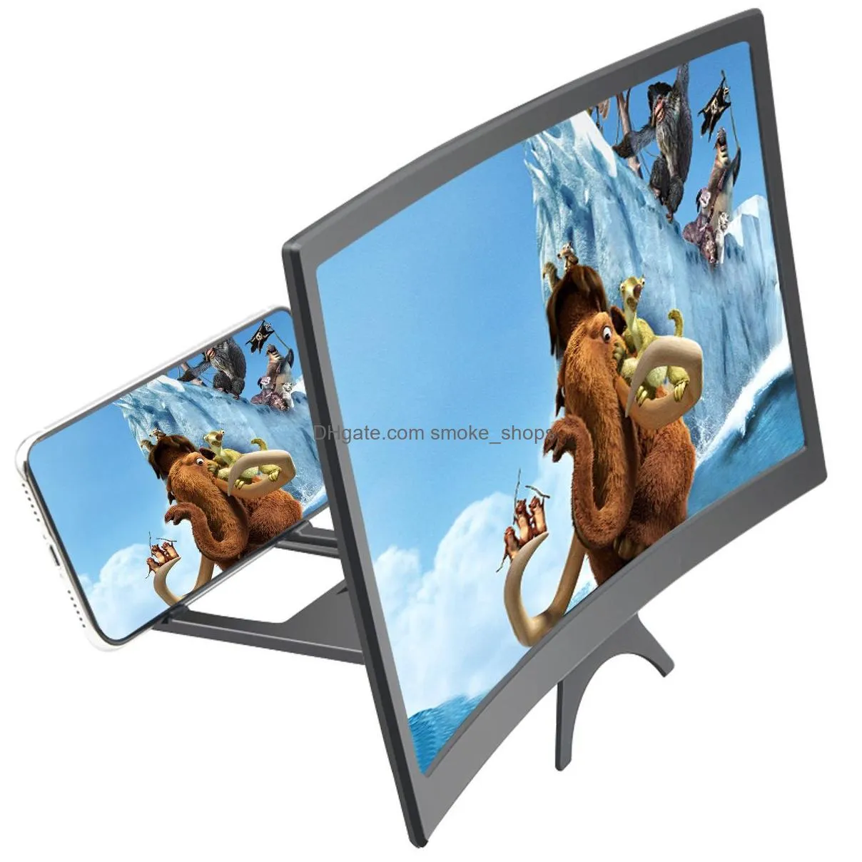 12 inch curved phone screen amplifier hd 3d video mobile phone magnifying glass stand bracket foldable phone holder projector vtkt2055