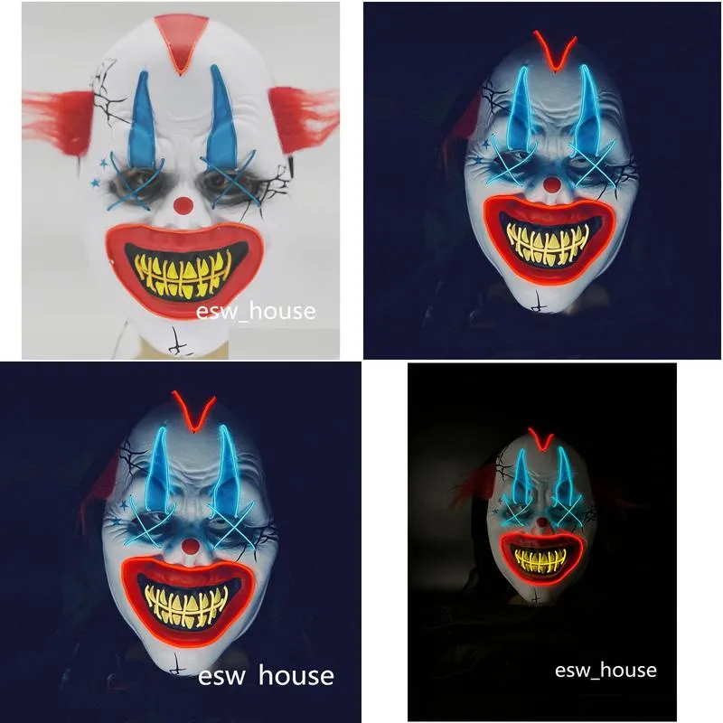 halloween clown mask with lights adult size full cover funny party props masks 3 lighting modes