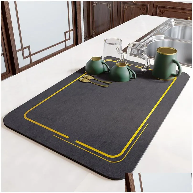 super absorbent coffee bar place mat kitchen counter dish drying pad 30x40cm