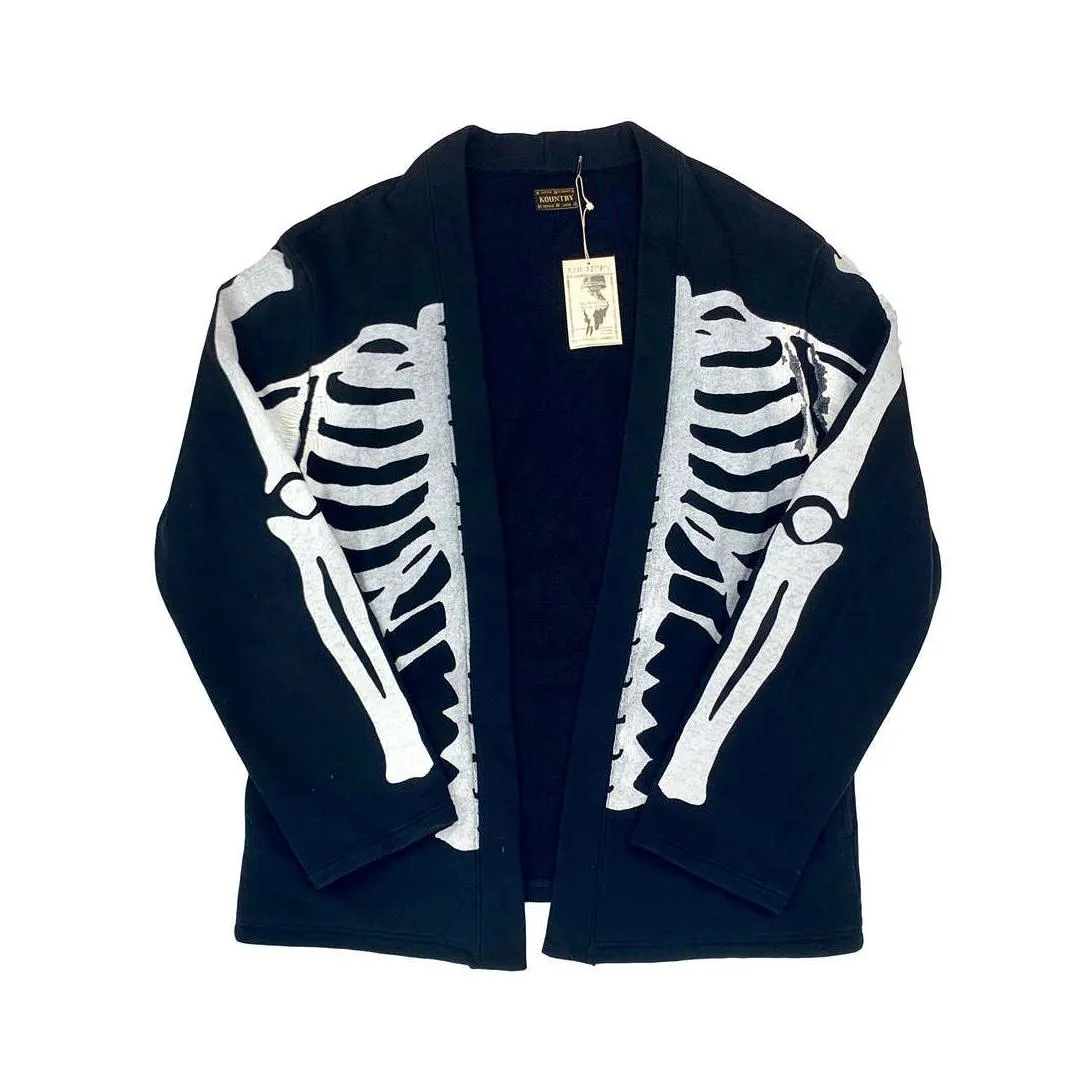 mens jackets fashion high street bone bones robe coat cardigan skeleton ribs printing casual outwear