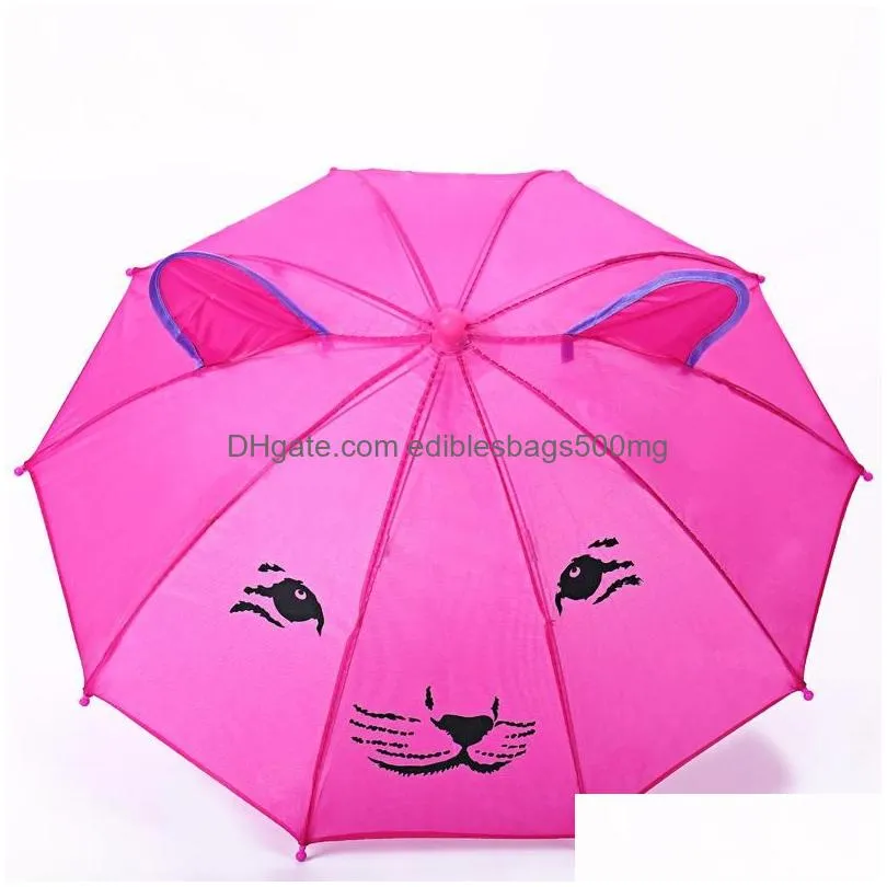 high quality windproof reverse folding 3d ear modeling kids umbrellas rain protection c-hook hands lovely cartoon design umbrella