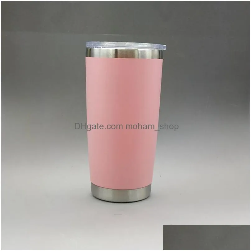 20oz stainless steel car cup vacuum insulated travel mug metal water bottle beer tumbler with lid fashion coffee mug 10 colors vt0439