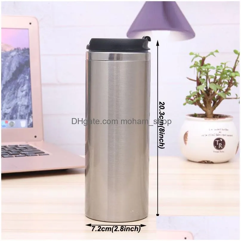 14oz blank sublimation straight tumblers heat tansfer coffee mugs double wall stainless steel vacuum flack beer mugs vt1775